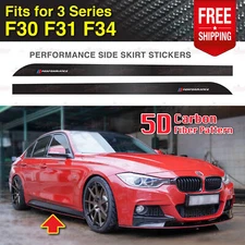 For BMW F30 F31 F34 3 Ser Sport Side Skirt Sticker 5D CARBON PATTERN Vinyl Decal