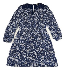 Express Dress Women’s M Navy Blue Floral Long Sleeve Lace Trim Wedding Guest