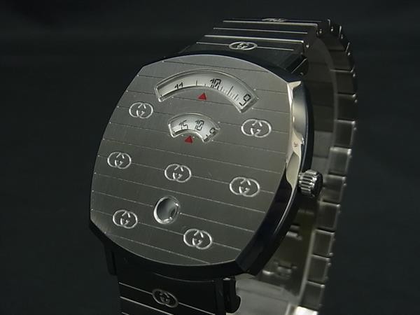 New GUCCI YA157410 G Grip Stainless Steel Quartz Watch 3ATM Water Resistant