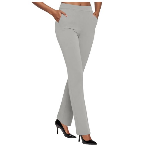 Women Business Casual Work Pants Women High Waist Stretchy Trousers With Pockets - Picture 4 of 16