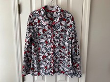 Hello Kitty 2 Pc Pajama Set Fleece Button Collared Top Juniors Size M Medium PJ