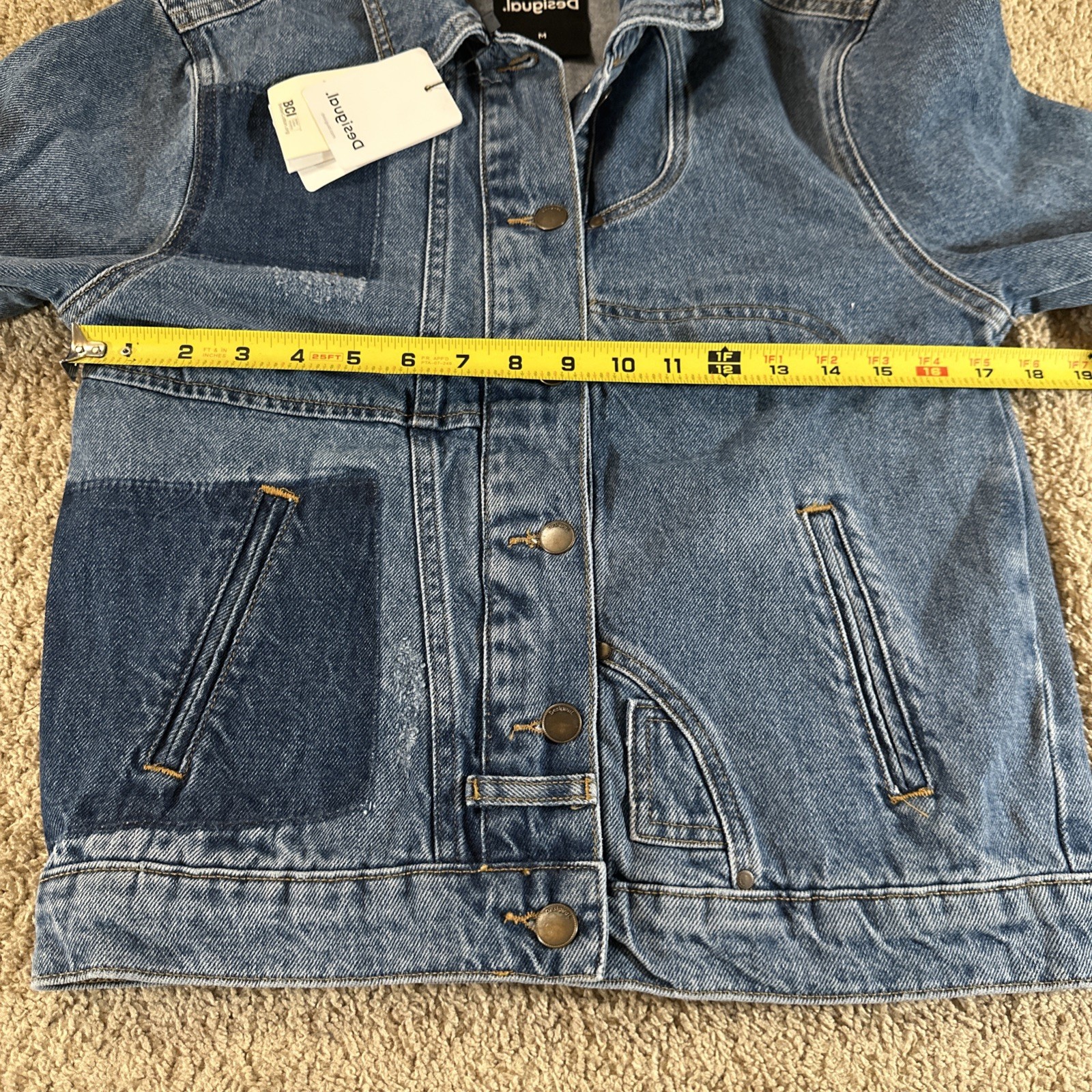 Desigual Jacket Womans Medium Blue Patch Distress… - image 12