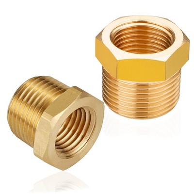 ZOUNI 2pcs Brass Reducer Hex Bushing, 3/4'' x 1/2'', 3/4''MNPT - 1/2''FNPT 