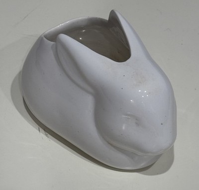 White Glazed Ceramic Bunny Planter/Candy Dish Easter