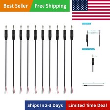 10-Pack 3.5mm 1/8" to Speaker Wire TRS Stereo Male Plug to Bare Wire Pigtail ...