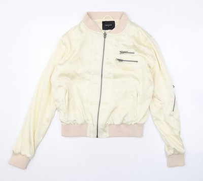 Drop Dead Damen Beige Bomberjacke Jacke Größe 8 Reißverschluss