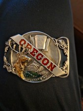 1985 Solid Brass 3-D Oregon Elk Belt Buckle D-35 Siskiyou Buckle Co. Inc. OR