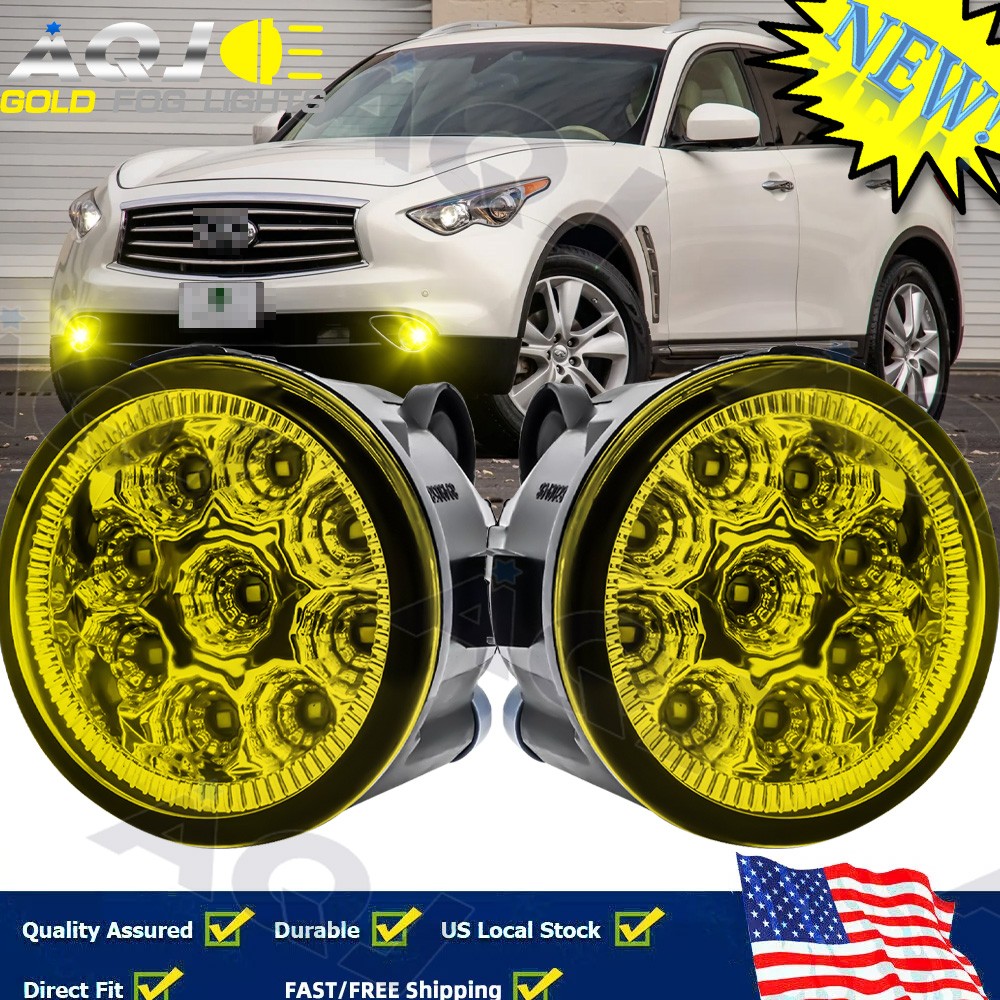Pair YELLOW LED Fog Light for INFINITI FX37 2013 Driving Lamp Left&Right Side