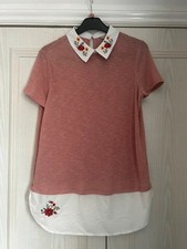BNWT Tu (Sainsburys) Pink Layered Style Short Sleeved Top size 12