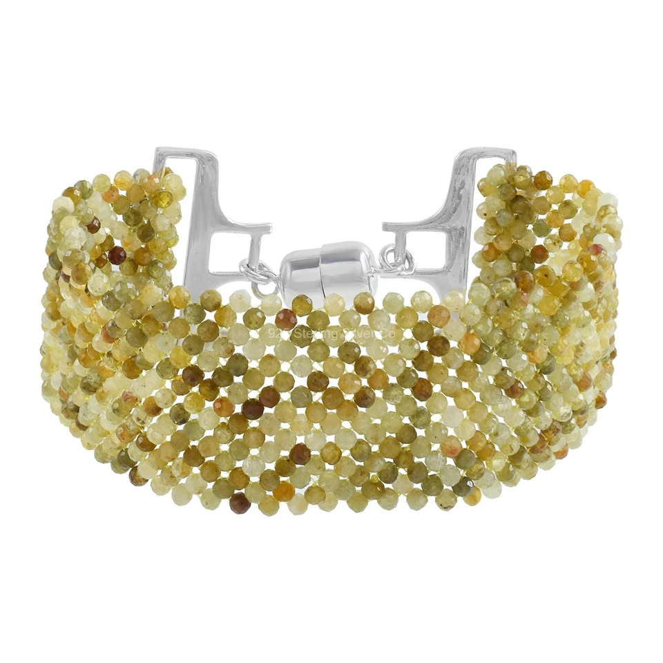 925 Sterling Silver Grossular Garnet Gemstone Daughter Beaded Handmade Bracelet - Image 3 of 4