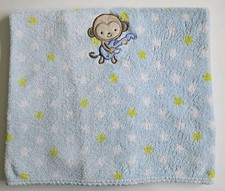 Carters Just One You Baby Blanket Blue Monkey Guitar Green White Stars Lovey