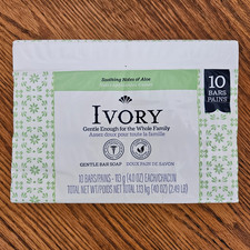 Ivory Gentle Bar Soap w/ Notes of Aloe 10 Bars 4 Oz Each Plant-Based 99.4 Pure