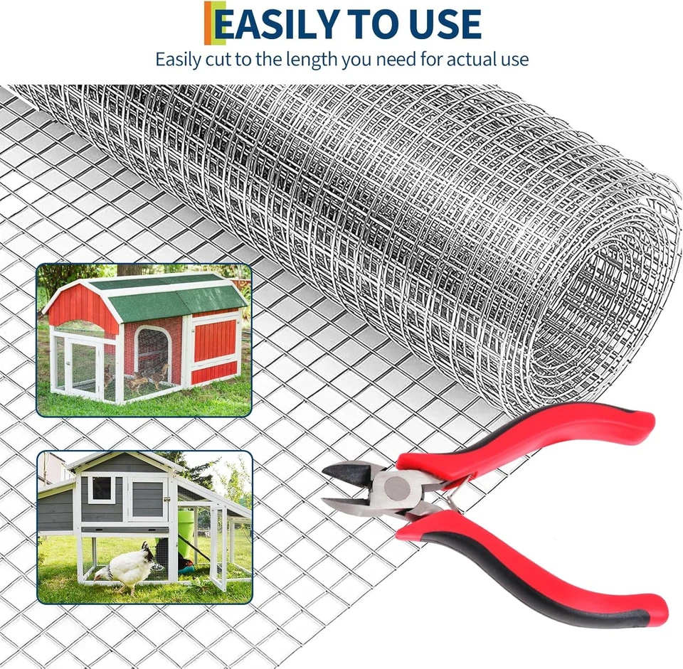  Paño de hardware 36" 48" x 50'/100' rollo de malla de alambre de pollo cerca de alambre 1/2" 19 Ga Foto 4 de 4