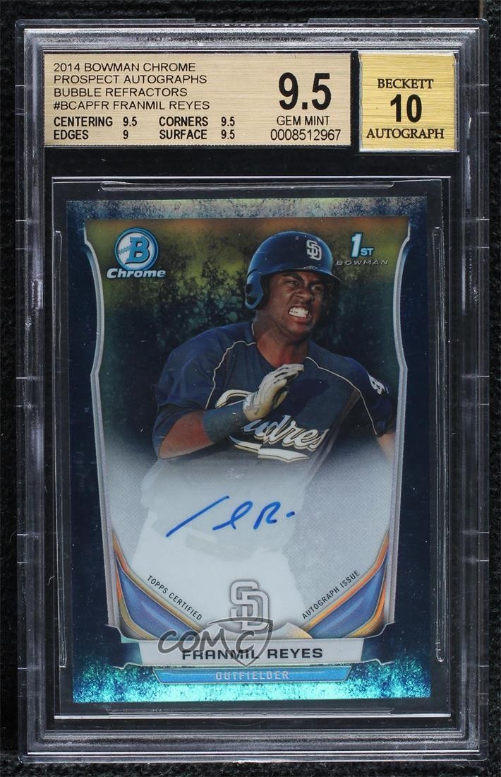 2014 Bowman Chrome Bubbles Refractor 69/99 Franmil Reyes BGS 9.5 Auto 8at