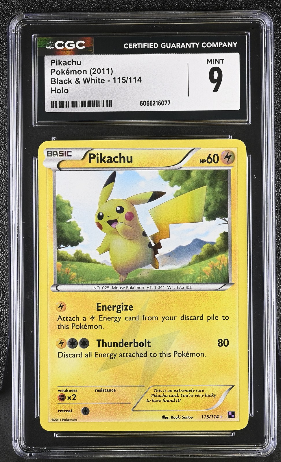 CGC 9 MINT Pikachu 2011 Black & White 115/114 Holo Pokemon Card