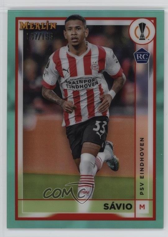 2022 Topps Merlin UEFA Club Competitions Aqua Refractor 137/199 Savio #109 1pf0