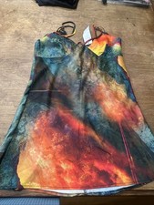 NWT UO Urban Outfitters Pretty Please Tie-Dye Cut-Out Dress Rainbow L