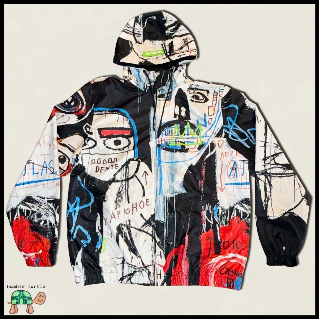 Members Only x Jean-Michel Basquiat All-Over Print Windbreaker | Size L | EUC image 1