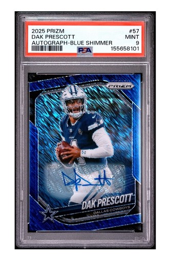 2025 Prizm Dak Prescott Blue Shimmer FOTL Auto 25/25 PSA 9 MINT Cowboys