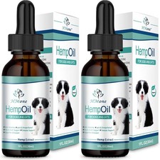 Max Potency Hemp Oil 2-Pack Pet Calming Drops Dogs Cats Organic Anxiety Relief