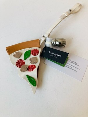 NWT Kate Spade Charmed NYC Leather Pizza Bag Charm Shaker Key FOB