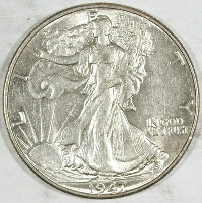 1947 P Walking Liberty Half Dollar    Almost Uncirculated    410
