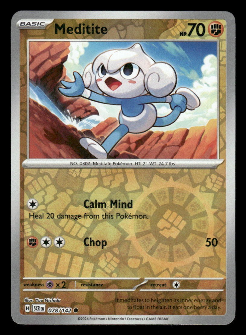 Meditite 78/142 C Stellar Crown Reverse Holo NM/M Pokemon