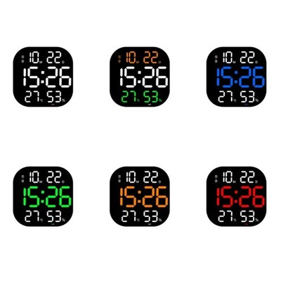 LED Digital Alarm Clock Large Screen Display Temperature Humidity Monitor Timer