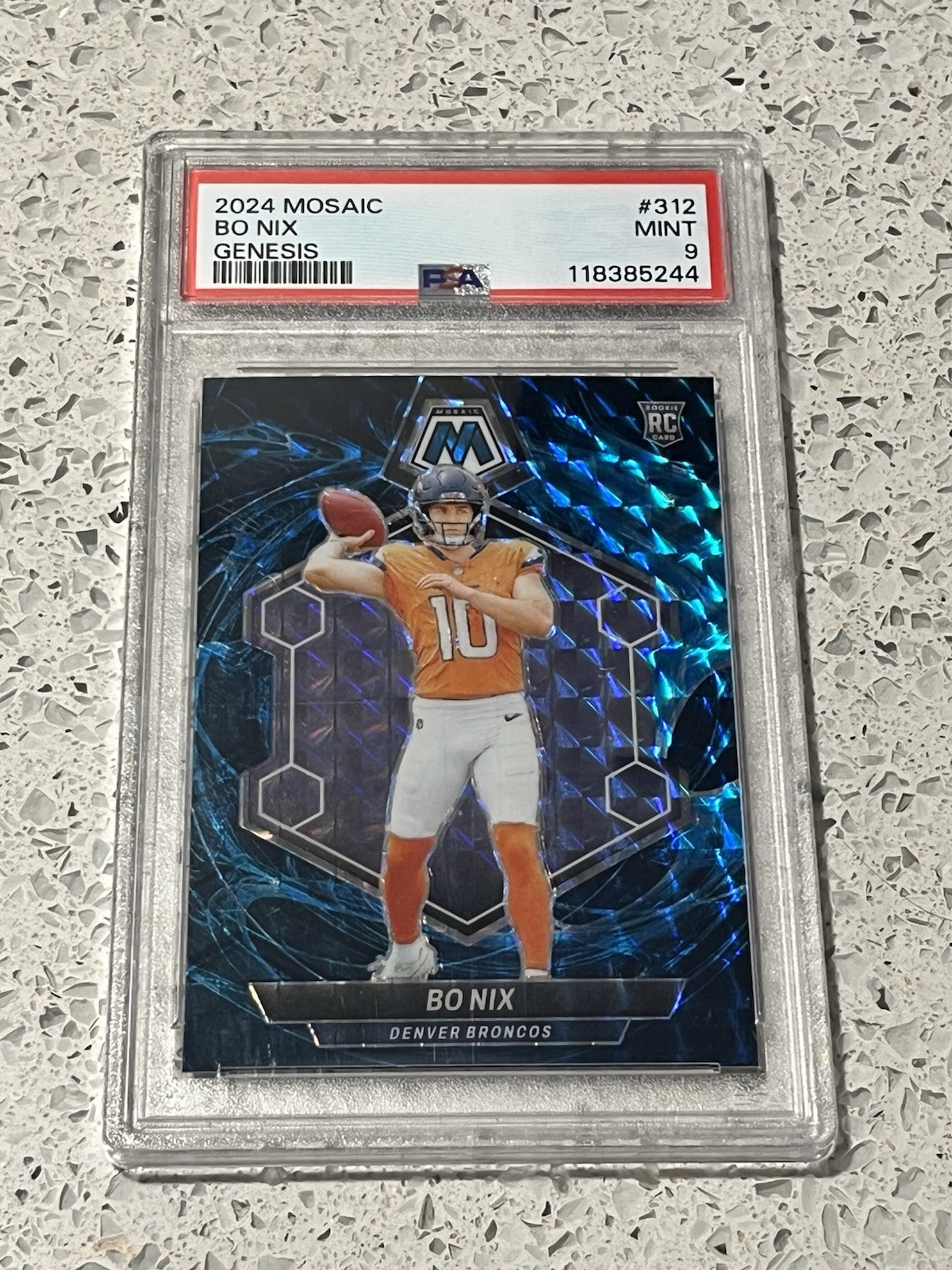 2024 Mosaic Rookie Bo Nix Genesis #312 PSA 9 Mint Denver Broncos RC Case Hit