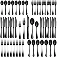 30-Piece Matte Black Silverware Set, Stainless Steel Flatware Cutlery, Kitchen