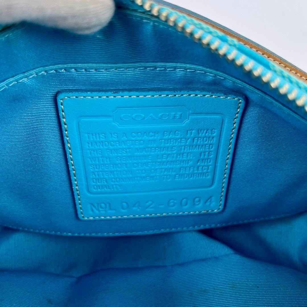 Coach Signature Demi mini Pouch Hand Bag Canvas Leather All