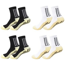 4 Pair Sport Socks Anti Slip W/ Grip Soccer Men Football Basketball Sock Premium