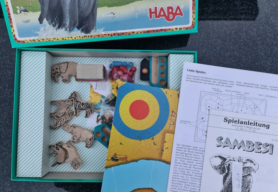 Sambesi - HABA 1994 - für  2-6 Spieler ab 7 Jahren -Retten Tiere vor Tierfängern - Bild 3 von 3