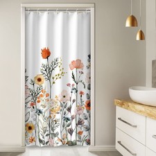 36x72" Small Stall Shower Curtain Narrow RV Floral Curtain with 12 Hooks