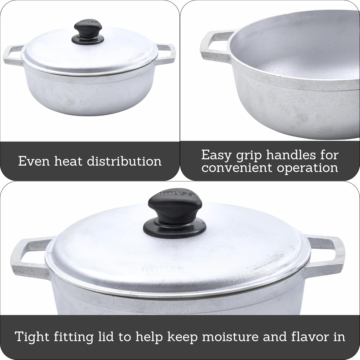 IMUSA 2.6 Quart Traditional Natural Made in Colombia Caldero Qt, Silver 