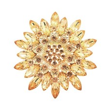Rhinestone Flower Brooch Pin Crystal Floral Statement Lapel Pin Sparkly Alloy...