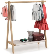 Dress up Rack, Child Garment Rack, Kids Clothing Rack with Storage Shelf Nat...
