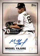 2021 Topps 70 Years of Baseball Autograph #70YA-MYA Miguel Yajure Rookie Pirates