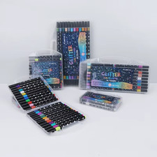 Pennarelli Artistici Colori Doppia Punta a Pennello Glitter per Vernice Metallic