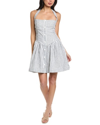 Seraphina Sleeveless Halter Neck Linen Mini Dress Women's Gray S Seraphina Sleeveless Halter Neck Linen Mini Dress Women's Gray S