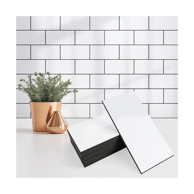 StyloVue 100 Pieces Peel and Stick Backsplash for Kitchen, 3'' x 6'' PVC Subway...