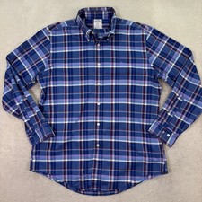 Brooks Brothers Mens Large 1818 Regent Non-Iron Supima Cotton Plaid Shirt Blue