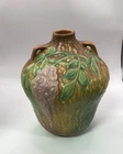 Vintage Roseville Wisteria Art Pottery Vase, double handle
