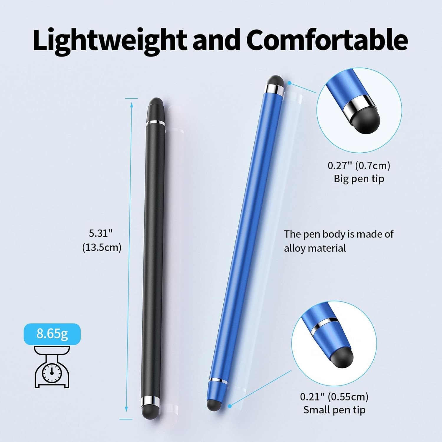 Stylus Pen for Touchscreen,2 in 1 High Precision and Silver/Blue/Black 