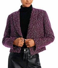 BNWT rag  bone Valerie Purple Tweed Cropped Blazer 50 Wool - UK 12 US 8