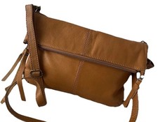 Lucky Brand Leather Shoulder Crossbody Bag Tan Foldover Boho