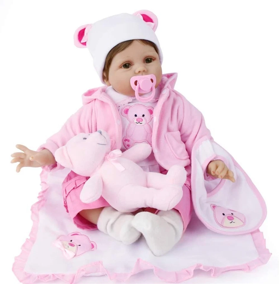 55cm Reborn Puppe Baby Lebensecht Weiches Vinyl Silikon Stoffkörper Mädchen XMAS - Bild 3 von 4