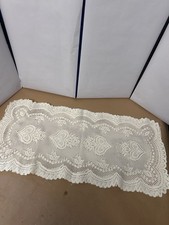 VTG medium rectangle lacy table cloth with hearts 32" x 15" x2