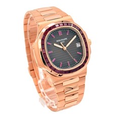 Patek Philippe Nautilus 5723/112R 18K Rose Gold Baguette Ruby Automatic Watch 11