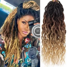 Faux Locs Crochet Hair For Women Soft Locs 18 Inch Goddess Crochet Hair Curly...